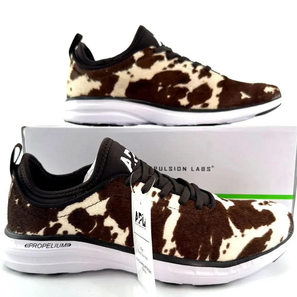 APL Women's Deep Brown White Cow Iconic Phantom Sneakers Size 8